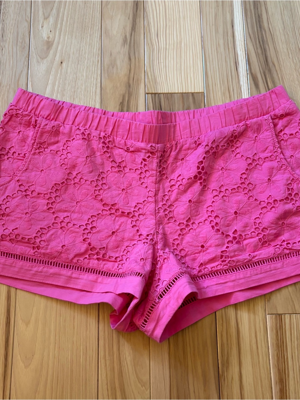 Lilly Pulitzer Wixon Pink Eyelet Floral Pull On Shorts